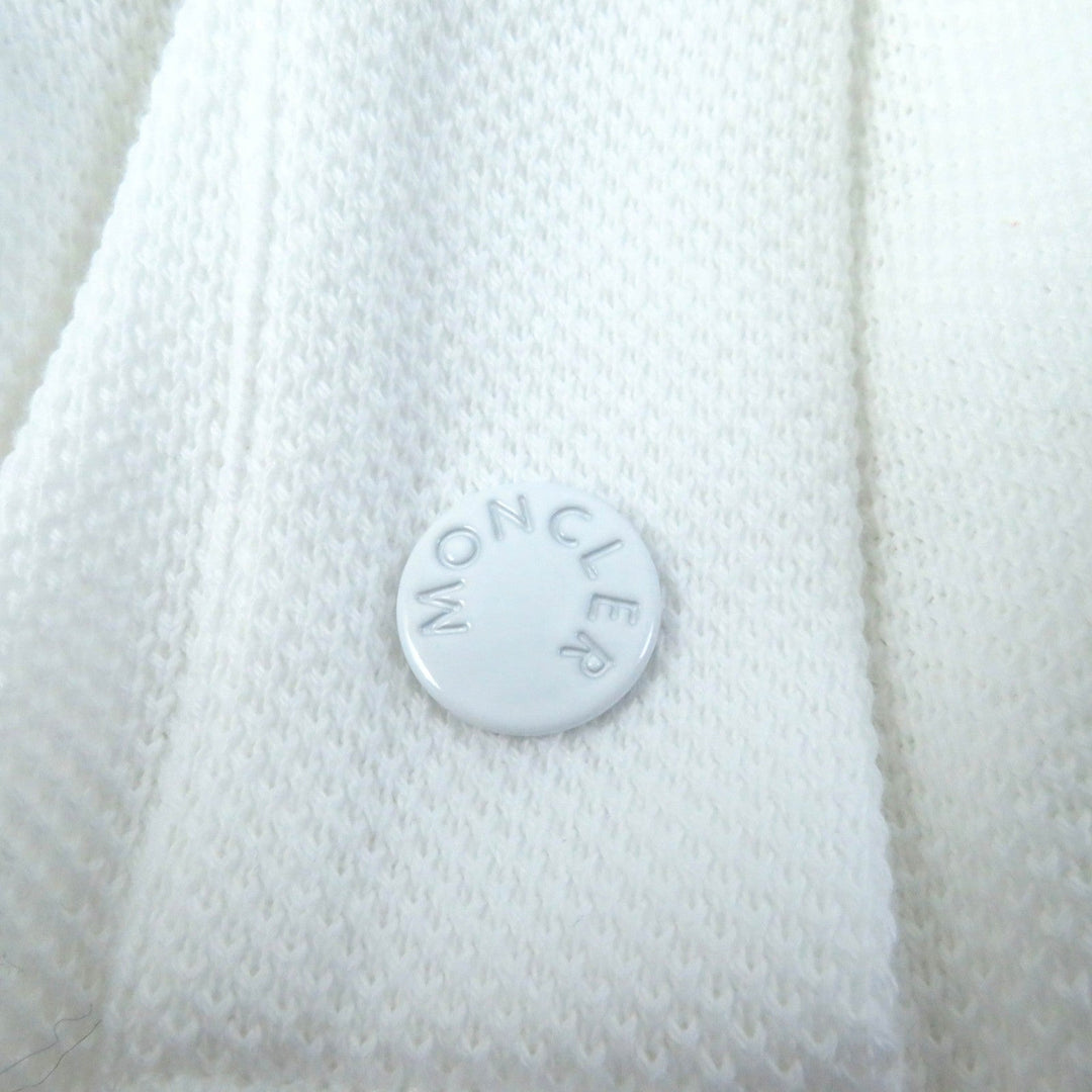 MONCLER Short sleeve polo shirt Main: 100% cotton, Part: 100% cotton White navy Stainless Steel POLO Women M Used Authentic