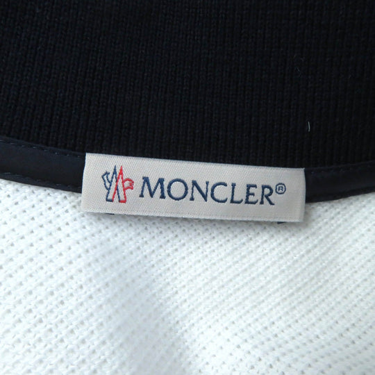 MONCLER Short sleeve polo shirt Main: 100% cotton, Part: 100% cotton White navy Stainless Steel POLO Women M Used Authentic