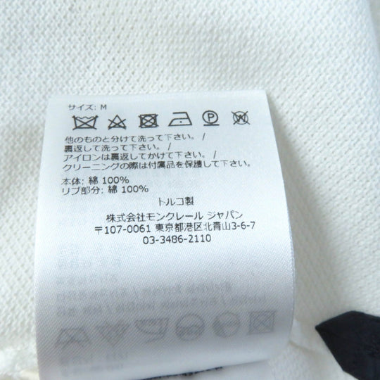 MONCLER Short sleeve polo shirt Main: 100% cotton, Part: 100% cotton White navy Stainless Steel POLO Women M Used Authentic