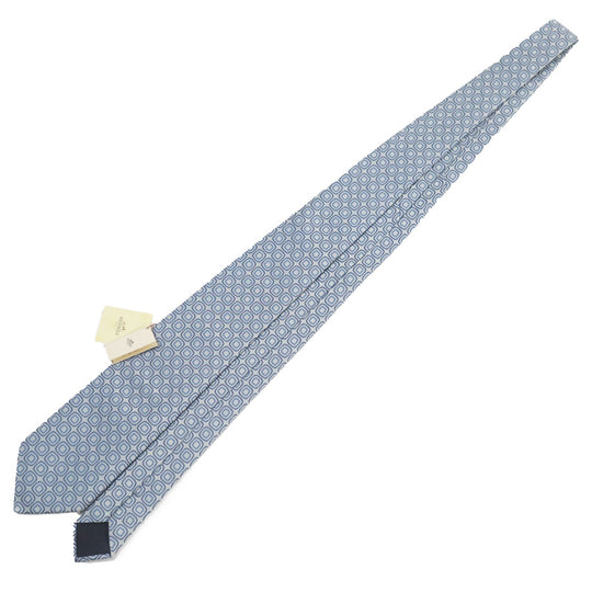 HERMES tie 758632T Main: 100% silk blue CRAVATE 9.1 mens Used Authentic