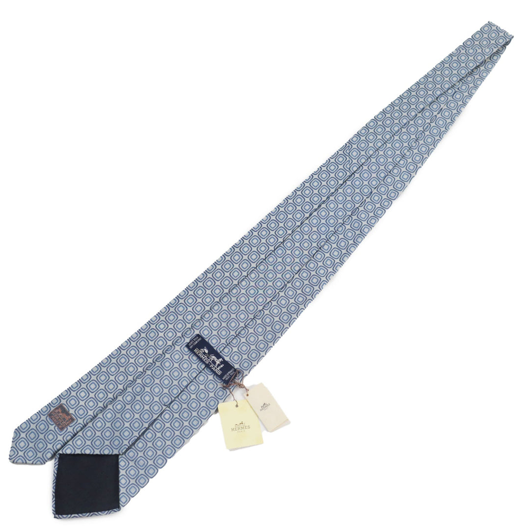 HERMES tie 758632T Main: 100% silk blue CRAVATE 9.1 mens Used Authentic