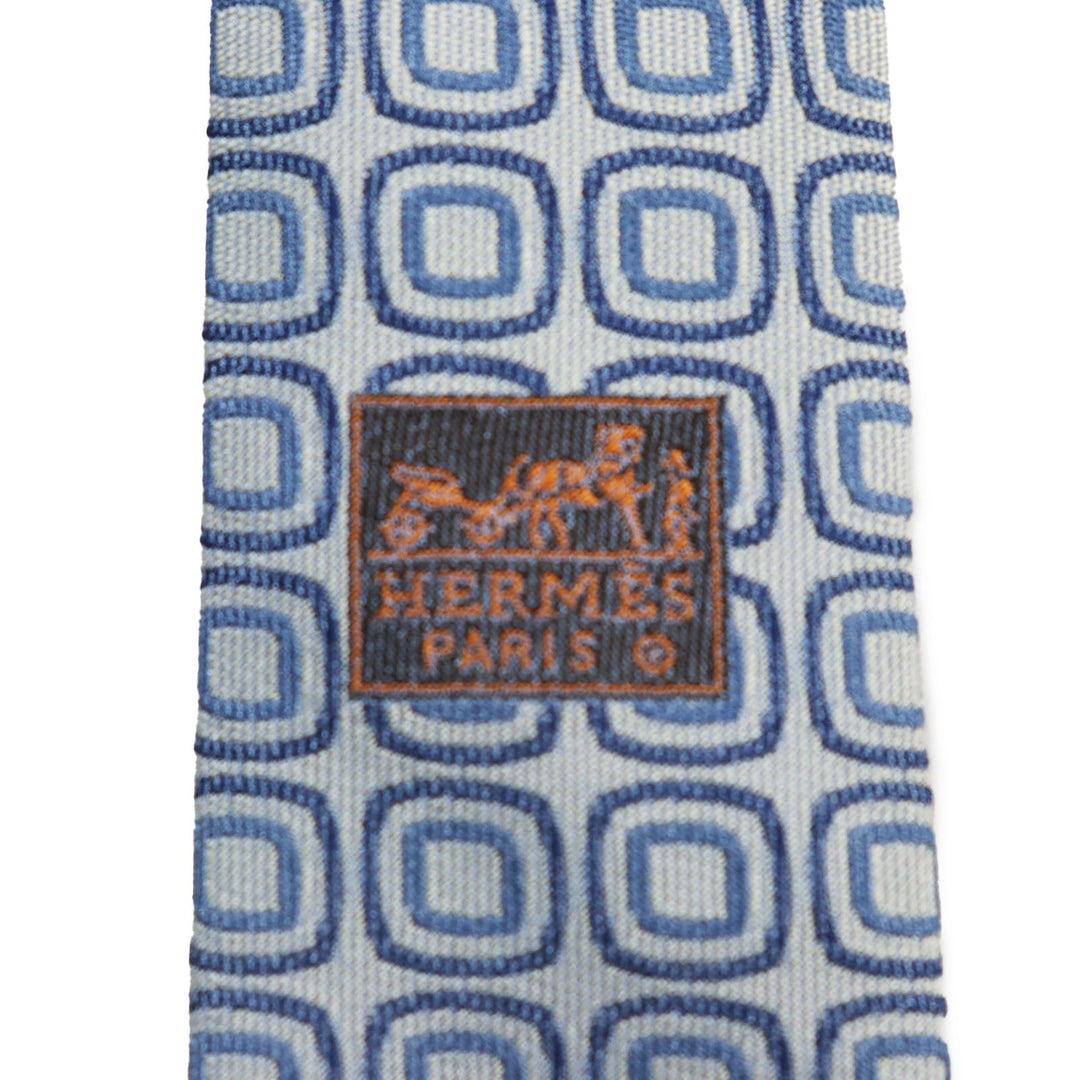 HERMES tie 758632T Main: 100% silk blue CRAVATE 9.1 mens Used Authentic