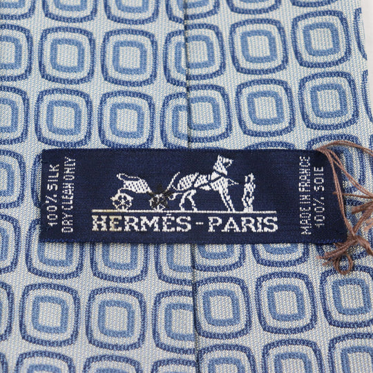 HERMES tie 758632T Main: 100% silk blue CRAVATE 9.1 mens Used Authentic
