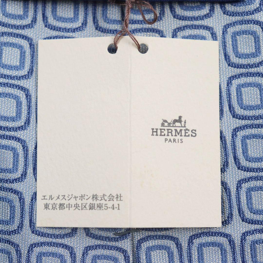 HERMES tie 758632T Main: 100% silk blue CRAVATE 9.1 mens Used Authentic