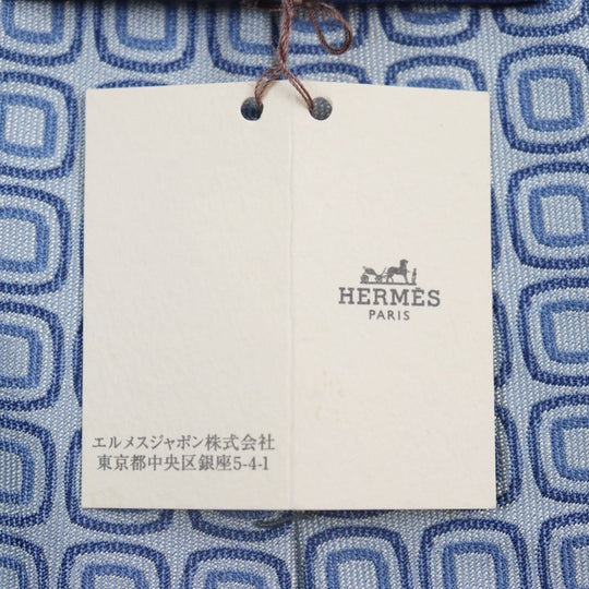 HERMES tie 758632T Main: 100% silk blue CRAVATE 9.1 mens Used Authentic