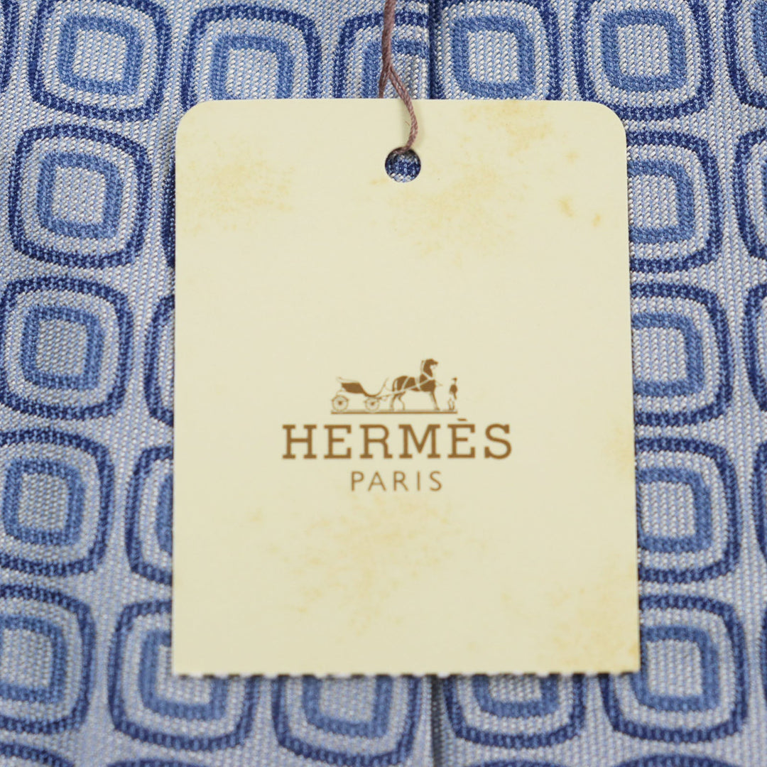 HERMES tie 758632T Main: 100% silk blue CRAVATE 9.1 mens Used Authentic