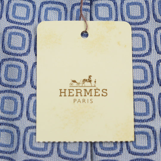 HERMES tie 758632T Main: 100% silk blue CRAVATE 9.1 mens Used Authentic