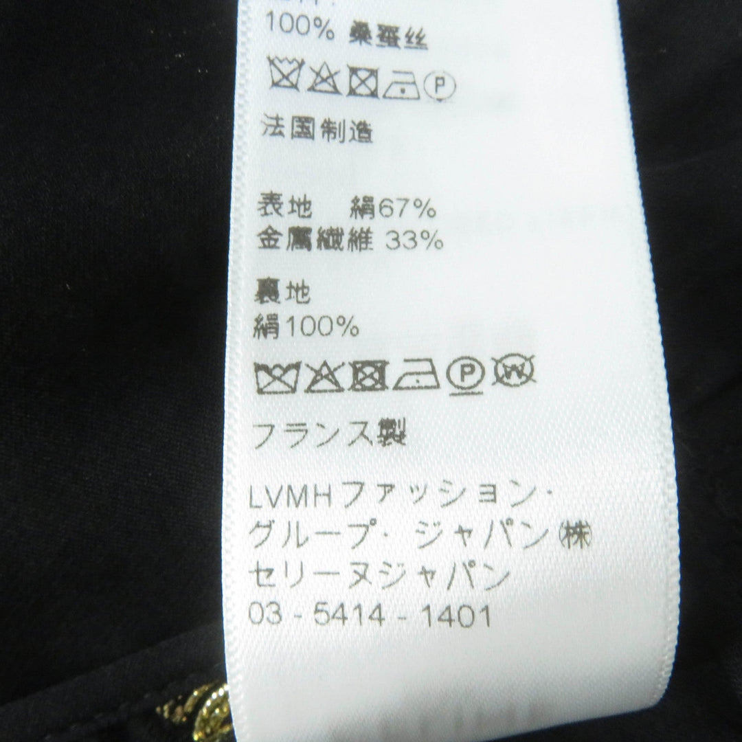 CELINE one piece 2R380805F Main: 67% silk, 33% metal fiber, Lining: 100% silk Black gold Women 34 Used Authentic
