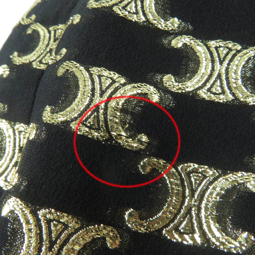 CELINE one piece 2R380805F Main: 67% silk, 33% metal fiber, Lining: 100% silk Black gold Women 34 Used Authentic