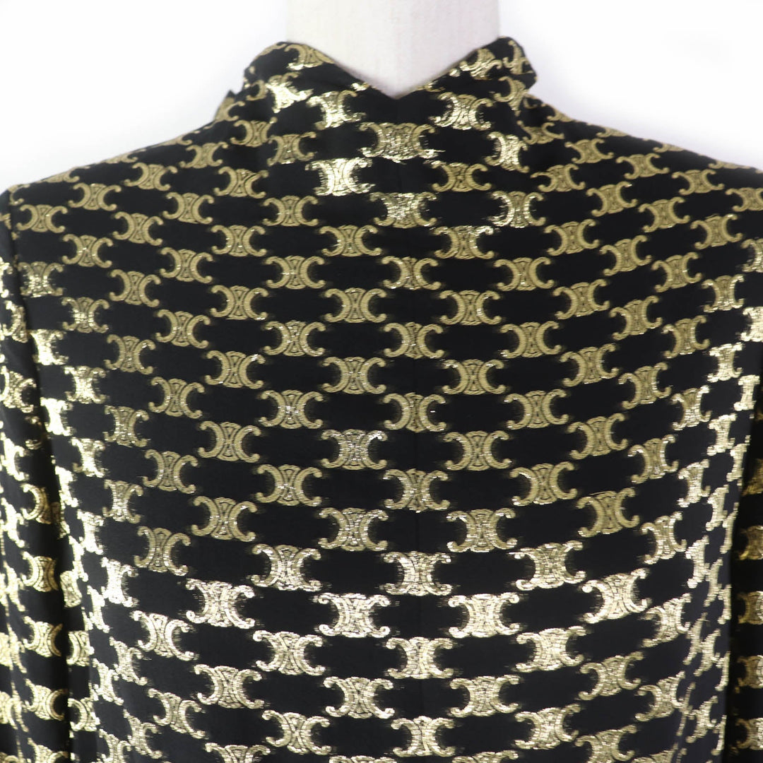 CELINE one piece 2R380805F Main: 67% silk, 33% metal fiber, Lining: 100% silk Black gold Women 34 Used Authentic