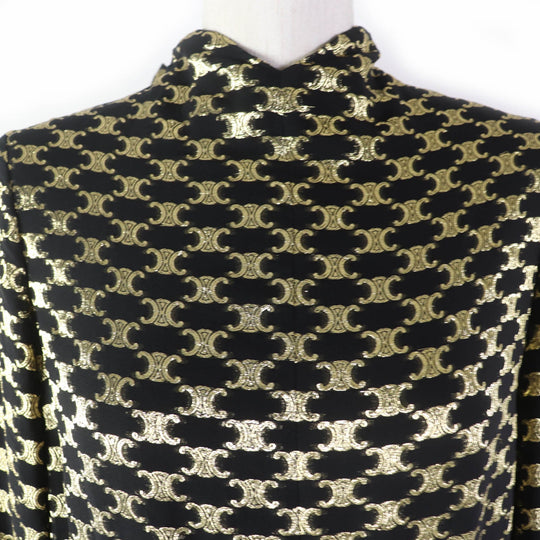 CELINE one piece 2R380805F Main: 67% silk, 33% metal fiber, Lining: 100% silk Black gold Women 34 Used Authentic