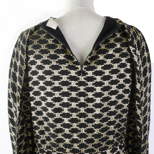 CELINE one piece 2R380805F Main: 67% silk, 33% metal fiber, Lining: 100% silk Black gold Women 34 Used Authentic
