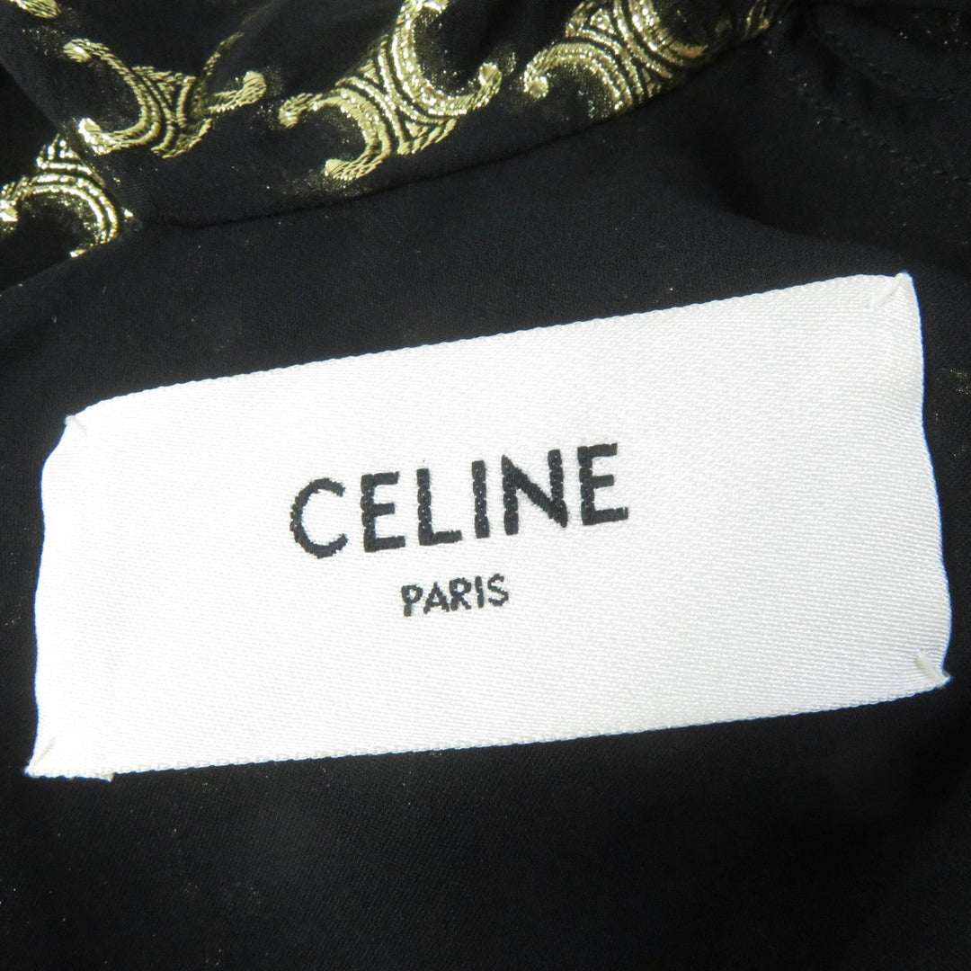 CELINE one piece 2R380805F Main: 67% silk, 33% metal fiber, Lining: 100% silk Black gold Women 34 Used Authentic