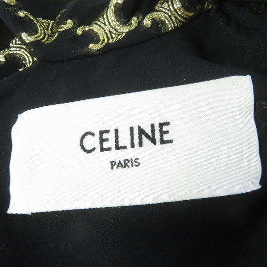 CELINE one piece 2R380805F Main: 67% silk, 33% metal fiber, Lining: 100% silk Black gold Women 34 Used Authentic