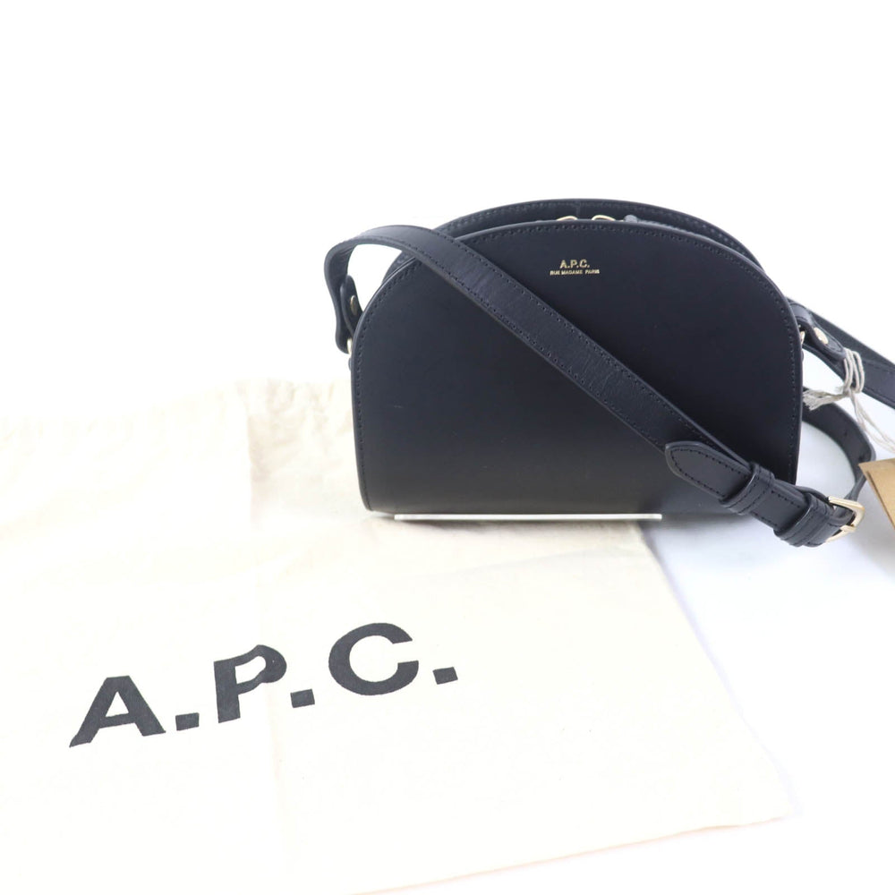 A.P.C. Shoulder Bag F61392 leather black sac deml lune mini Women Used Authentic