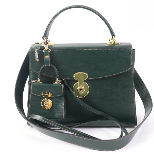 GOLD PFEIL Handbag leather green Women Used Authentic