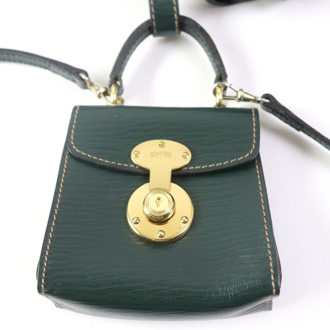 GOLD PFEIL Handbag leather green Women Used Authentic