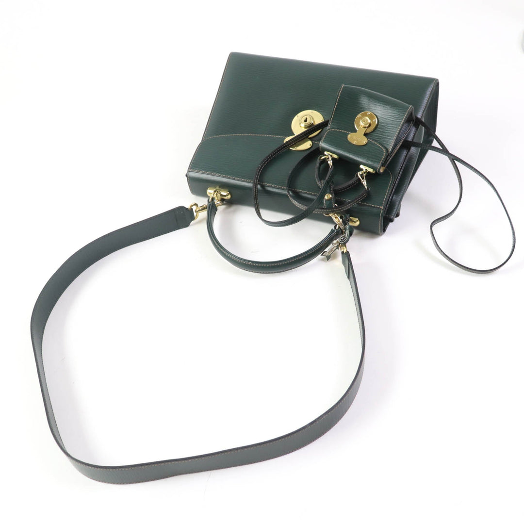 GOLD PFEIL Handbag leather green Women Used Authentic
