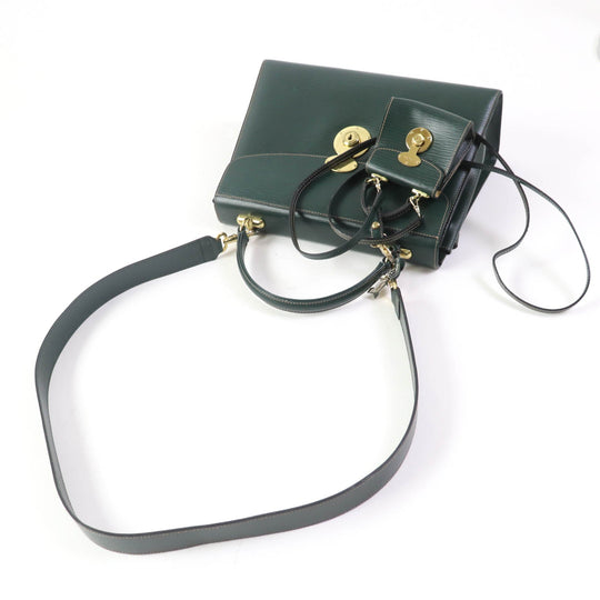GOLD PFEIL Handbag leather green Women Used Authentic