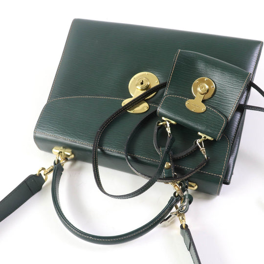 GOLD PFEIL Handbag leather green Women Used Authentic