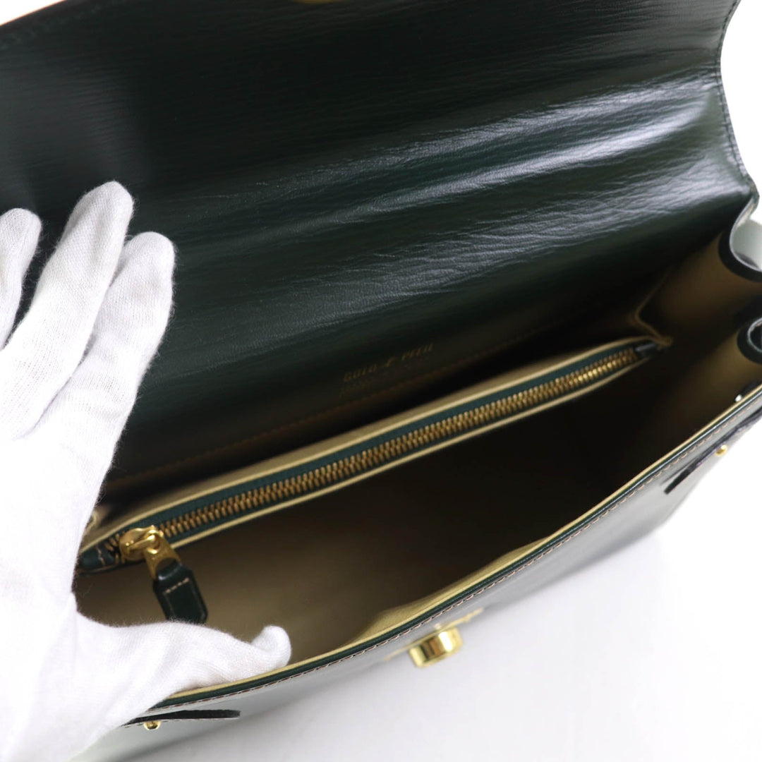 GOLD PFEIL Handbag leather green Women Used Authentic