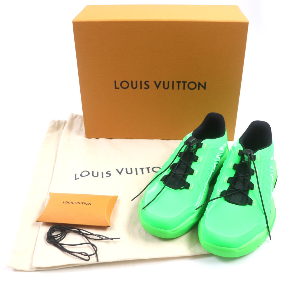 LOUIS VUITTON Low cut sneakers 1A990V Main: Rubber Lime Black Millennium line mens 6 Used Authentic