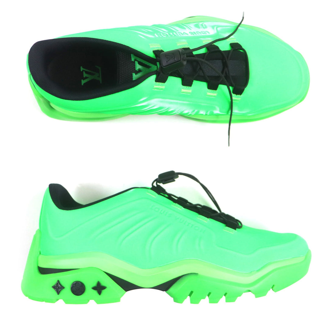 LOUIS VUITTON Low cut sneakers 1A990V Main: Rubber Lime Black Millennium line mens 6 Used Authentic