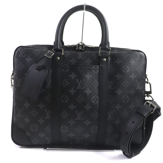 LOUIS VUITTON Briefcase M46457 Monogram Eclipse canvas Black Grey Monogram Eclipse Porte Documan Voyagej mens Used Authentic