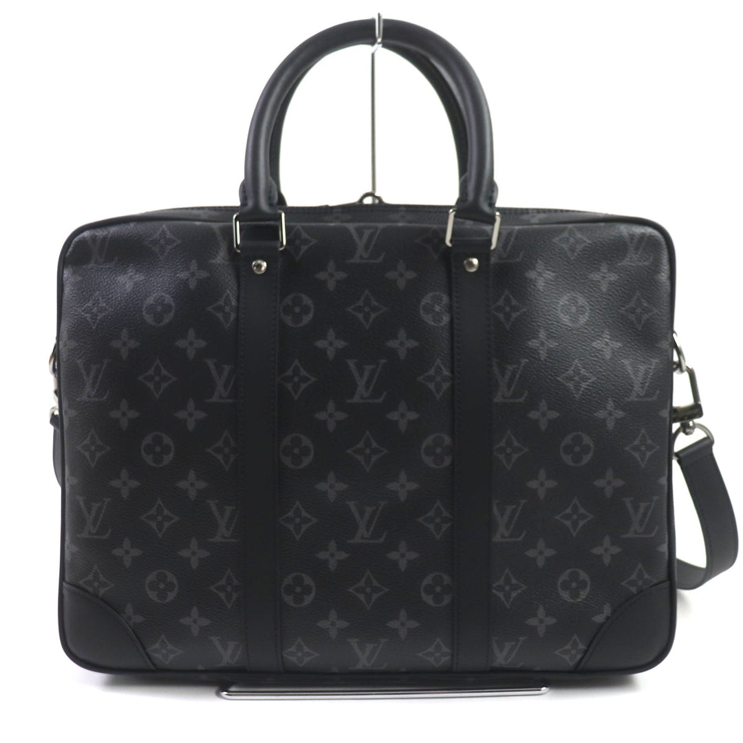 LOUIS VUITTON Briefcase M46457 Monogram Eclipse canvas Black Grey Monogram Eclipse Porte Documan Voyagej mens Used Authentic