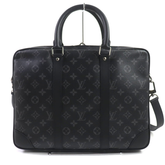LOUIS VUITTON Briefcase M46457 Monogram Eclipse canvas Black Grey Monogram Eclipse Porte Documan Voyagej mens Used Authentic