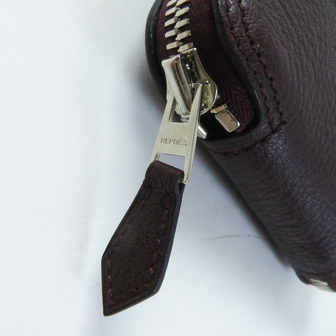 HERMES Eco bag Buffle Skipper Silk Chocolate Prune Silky pop CHASSE EN INDE Indian Hunting Women Used Authentic