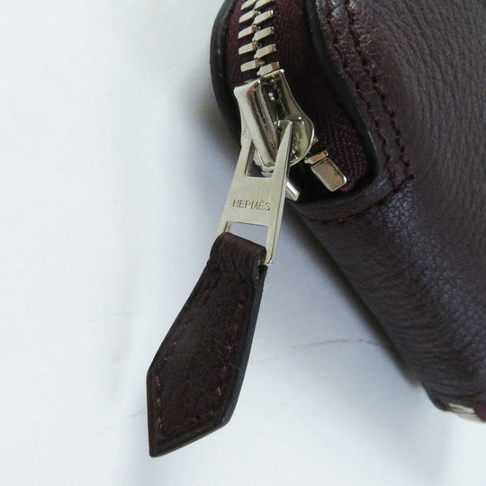HERMES Eco bag Buffle Skipper Silk Chocolate Prune Silky pop CHASSE EN INDE Indian Hunting Women Used Authentic