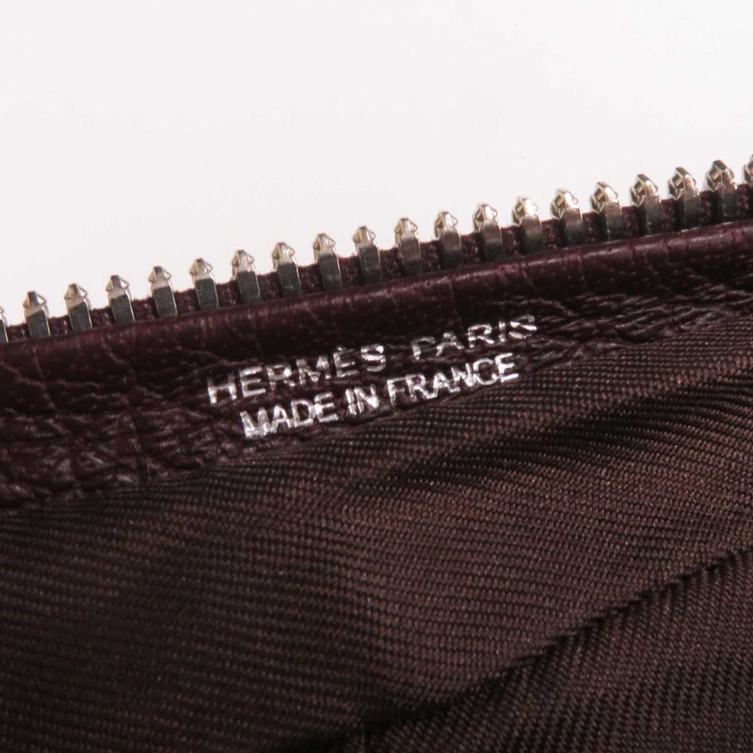 HERMES Eco bag Buffle Skipper Silk Chocolate Prune Silky pop CHASSE EN INDE Indian Hunting Women Used Authentic