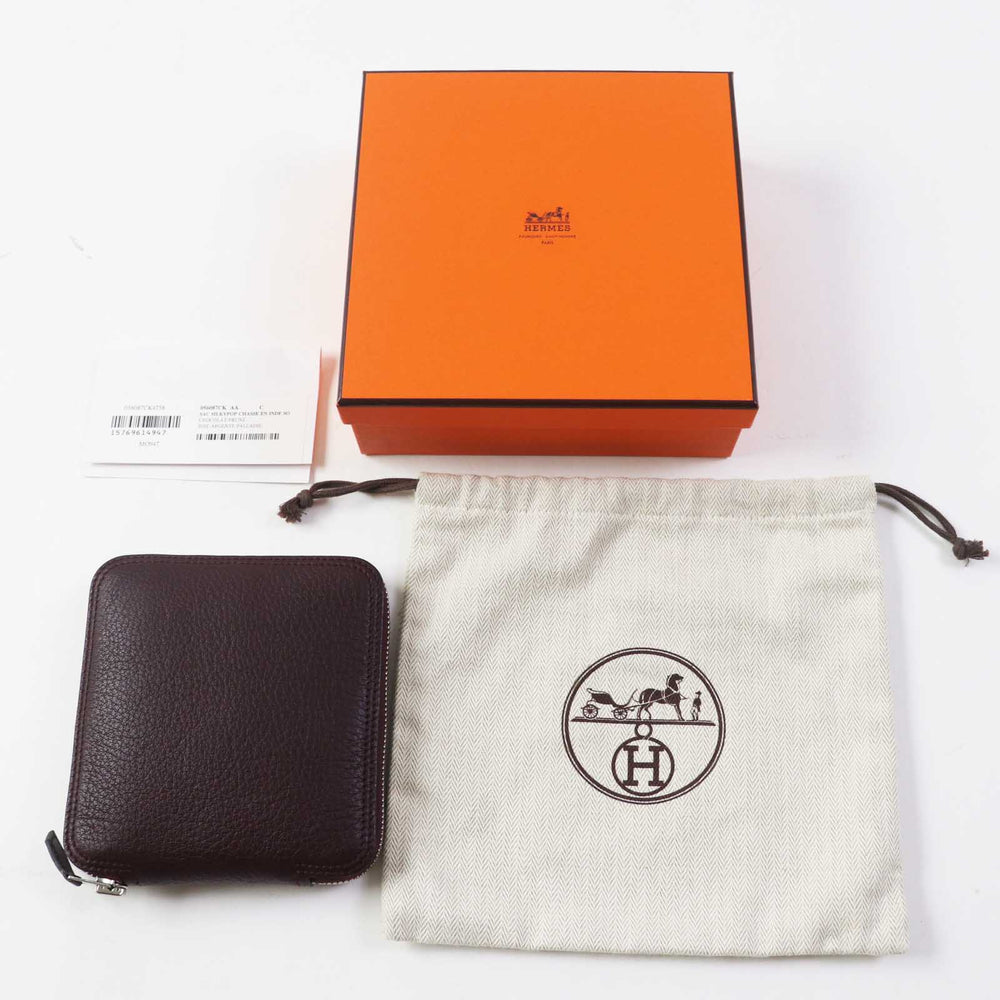 HERMES Eco bag Buffle Skipper Silk Chocolate Prune Silky pop CHASSE EN INDE Indian Hunting Women Used Authentic
