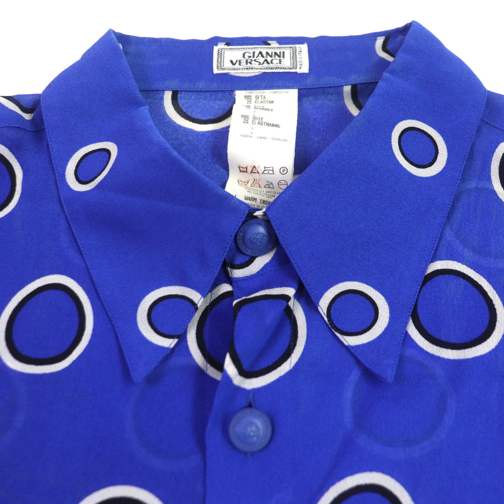 VERSACE Long sleeve shirt Main: 98% silk, Main: 2% elastane (polyurethane) blue mens 52 Used Authentic