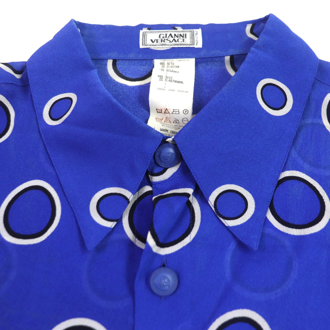 VERSACE Long sleeve shirt Main: 98% silk, Main: 2% elastane (polyurethane) blue mens 52 Used Authentic