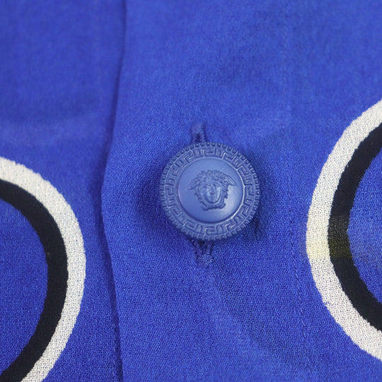 VERSACE Long sleeve shirt Main: 98% silk, Main: 2% elastane (polyurethane) blue mens 52 Used Authentic