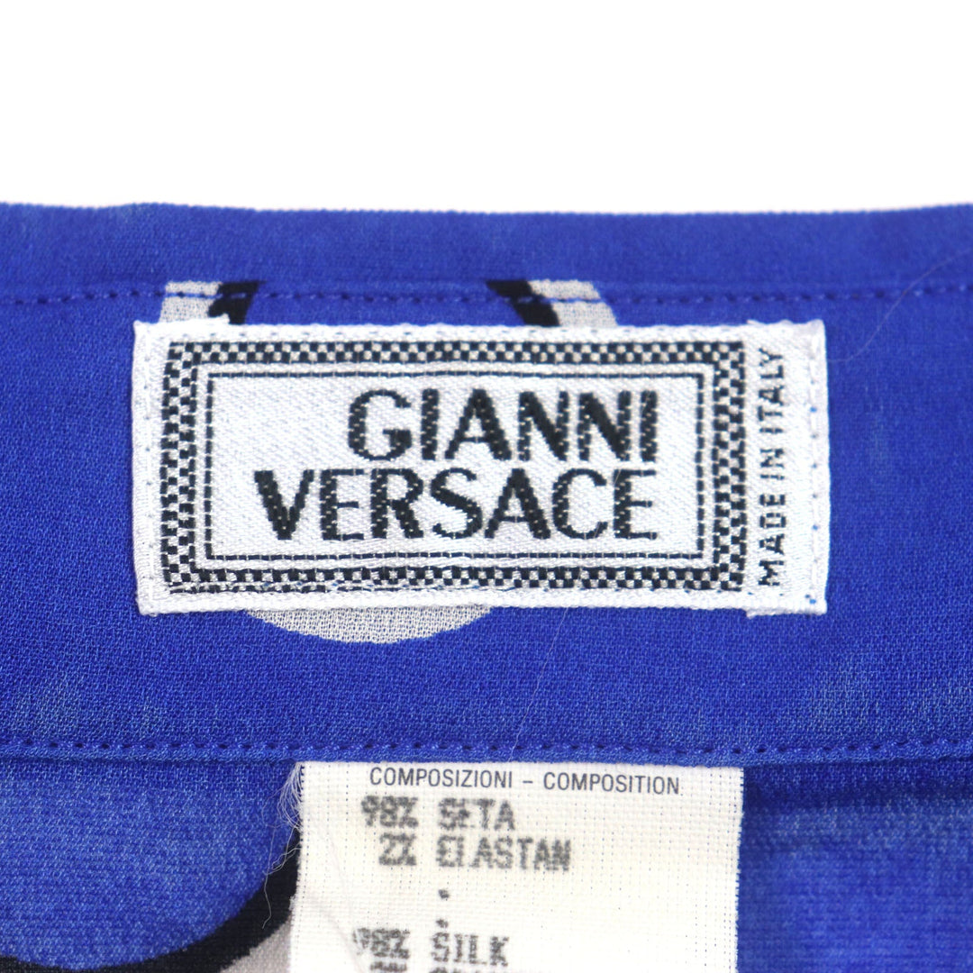 VERSACE Long sleeve shirt Main: 98% silk, Main: 2% elastane (polyurethane) blue mens 52 Used Authentic