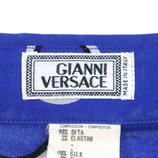 VERSACE Long sleeve shirt Main: 98% silk, Main: 2% elastane (polyurethane) blue mens 52 Used Authentic