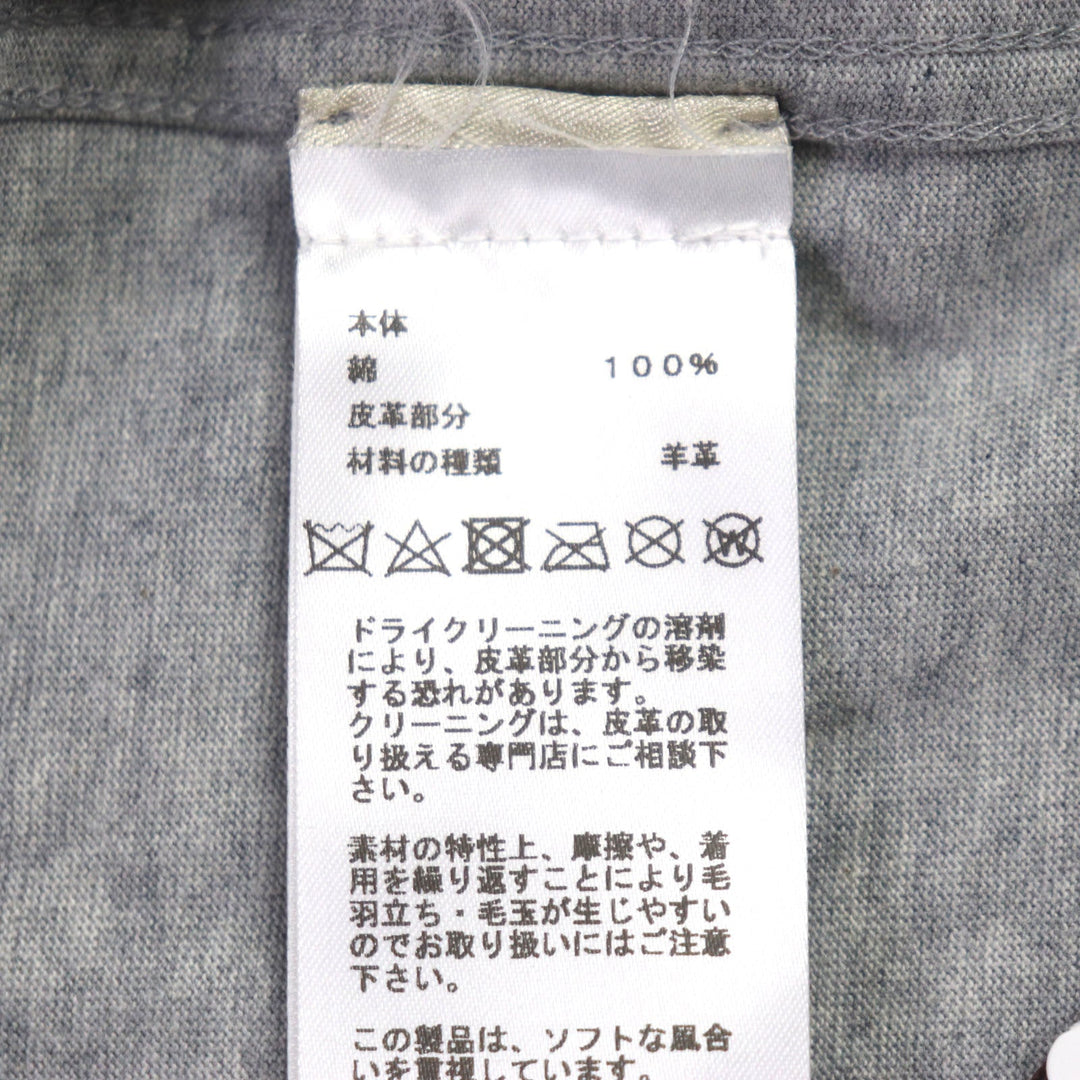 HERMES Short sleeve T-shirt Main: 100% cotton, Leather part: Sheepskin gray Chevaux en Symmetry mens M Used Authentic