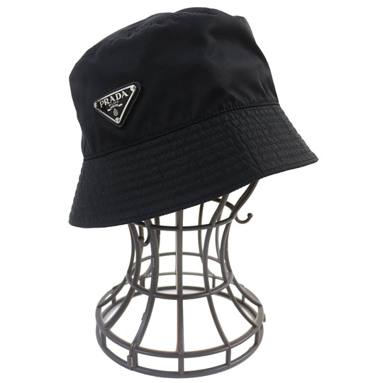 PRADA hat 2HC137 Main: 100% recycled polyamide, Lining: 100% cotton, Part: Cowhide black mens Used Authentic