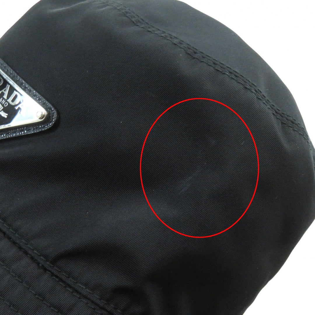 PRADA hat 2HC137 Main: 100% recycled polyamide, Lining: 100% cotton, Part: Cowhide black mens Used Authentic