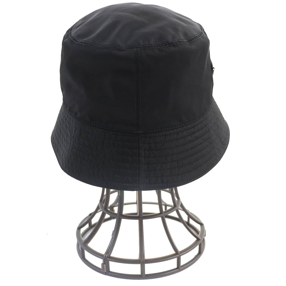 PRADA hat 2HC137 Main: 100% recycled polyamide, Lining: 100% cotton, Part: Cowhide black mens Used Authentic