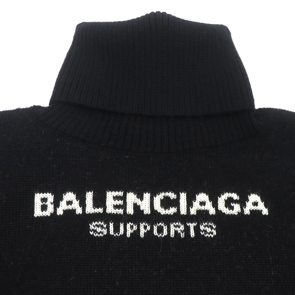 BALENCIAGA sweater 542703 Outer fabric: 100% wool black WFP logo oversized turtleneck knit mens M Used Authentic