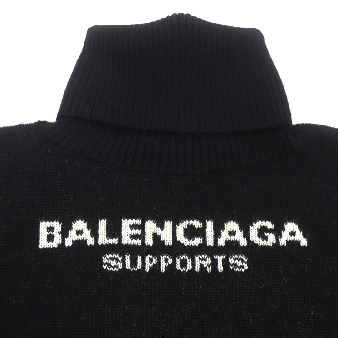 BALENCIAGA sweater 542703 Outer fabric: 100% wool black WFP logo oversized turtleneck knit mens M Used Authentic