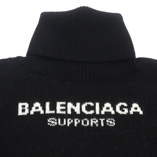 BALENCIAGA sweater 542703 Outer fabric: 100% wool black WFP logo oversized turtleneck knit mens M Used Authentic