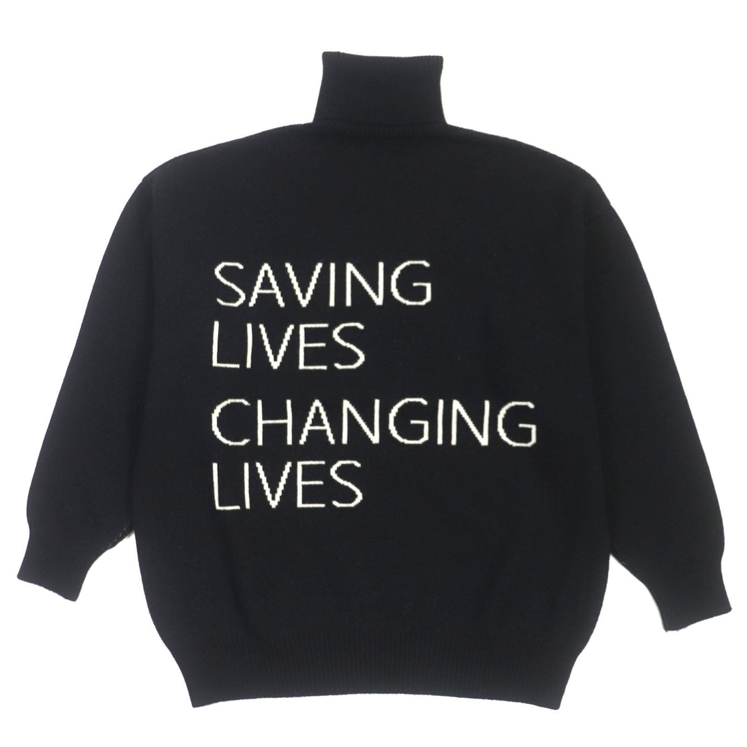 BALENCIAGA sweater 542703 Outer fabric: 100% wool black WFP logo oversized turtleneck knit mens M Used Authentic