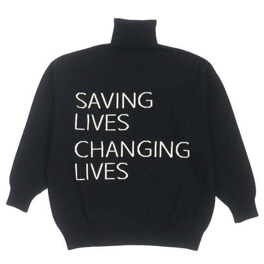 BALENCIAGA sweater 542703 Outer fabric: 100% wool black WFP logo oversized turtleneck knit mens M Used Authentic