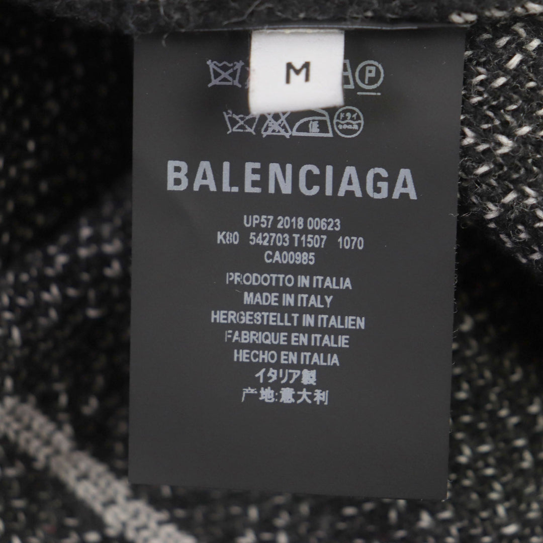 BALENCIAGA sweater 542703 Outer fabric: 100% wool black WFP logo oversized turtleneck knit mens M Used Authentic