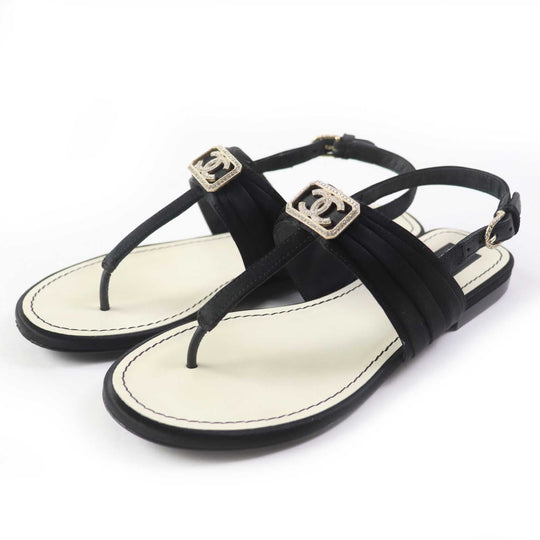 CHANEL Sandals 23C G39667 Part: Leather, Main: Satin black Women 34 Used Authentic